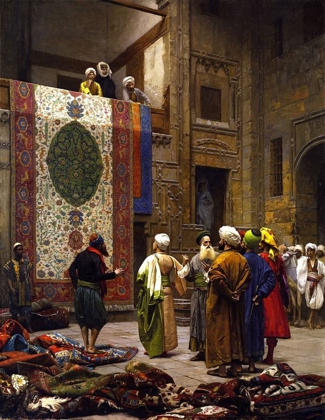 اللوحة هي “تاجر السجاد” (The Carpet Merchant)، ورسمها الفنان الفرنسي المستشرق جان ليون جيرومحوالي عام 1887